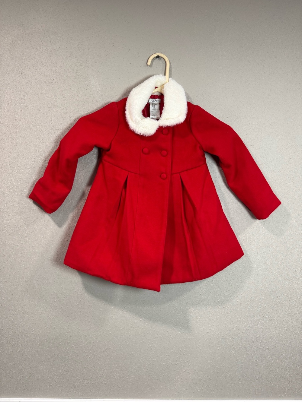 Max Studio Kids Red Coat with White Faux Fur Trim